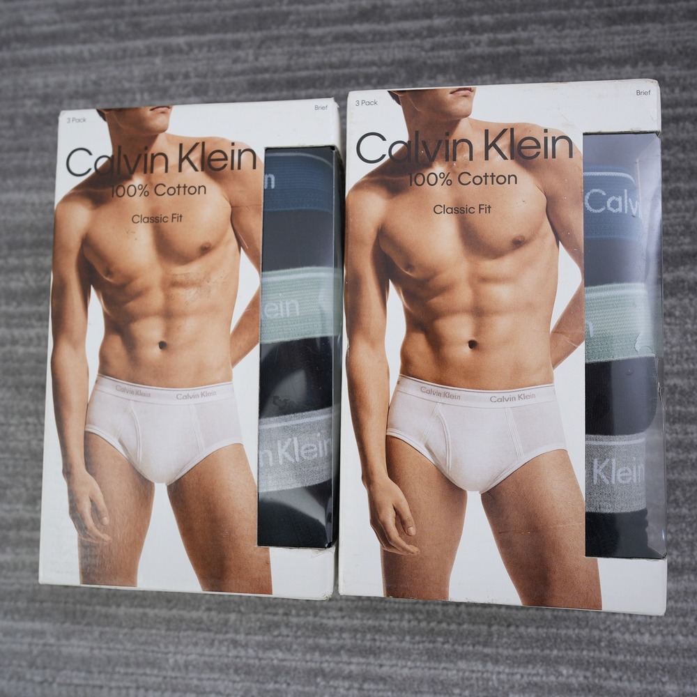 Calvin Klein Mens 100% Cotton Classic Fit Briefs 3-Pack Blue Black XXL NB3999901